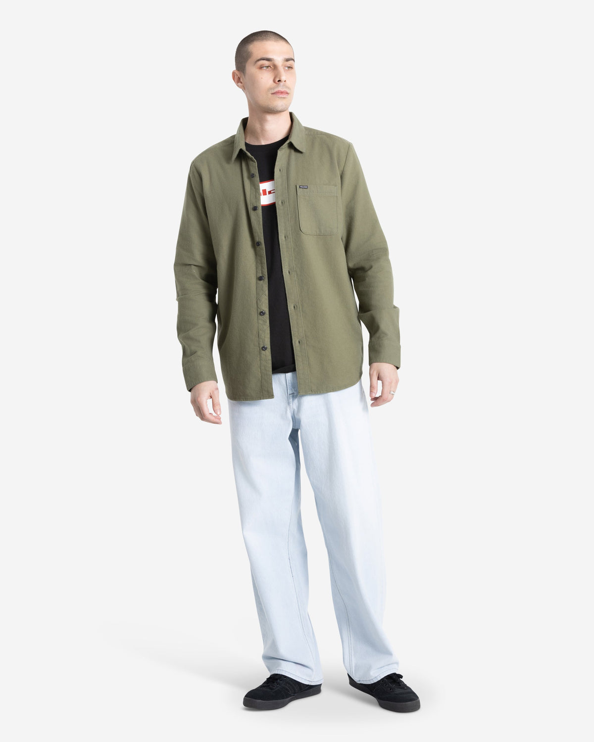 Men's Levelstone Long Sleeve Shirt Dark Olive - Volcom
