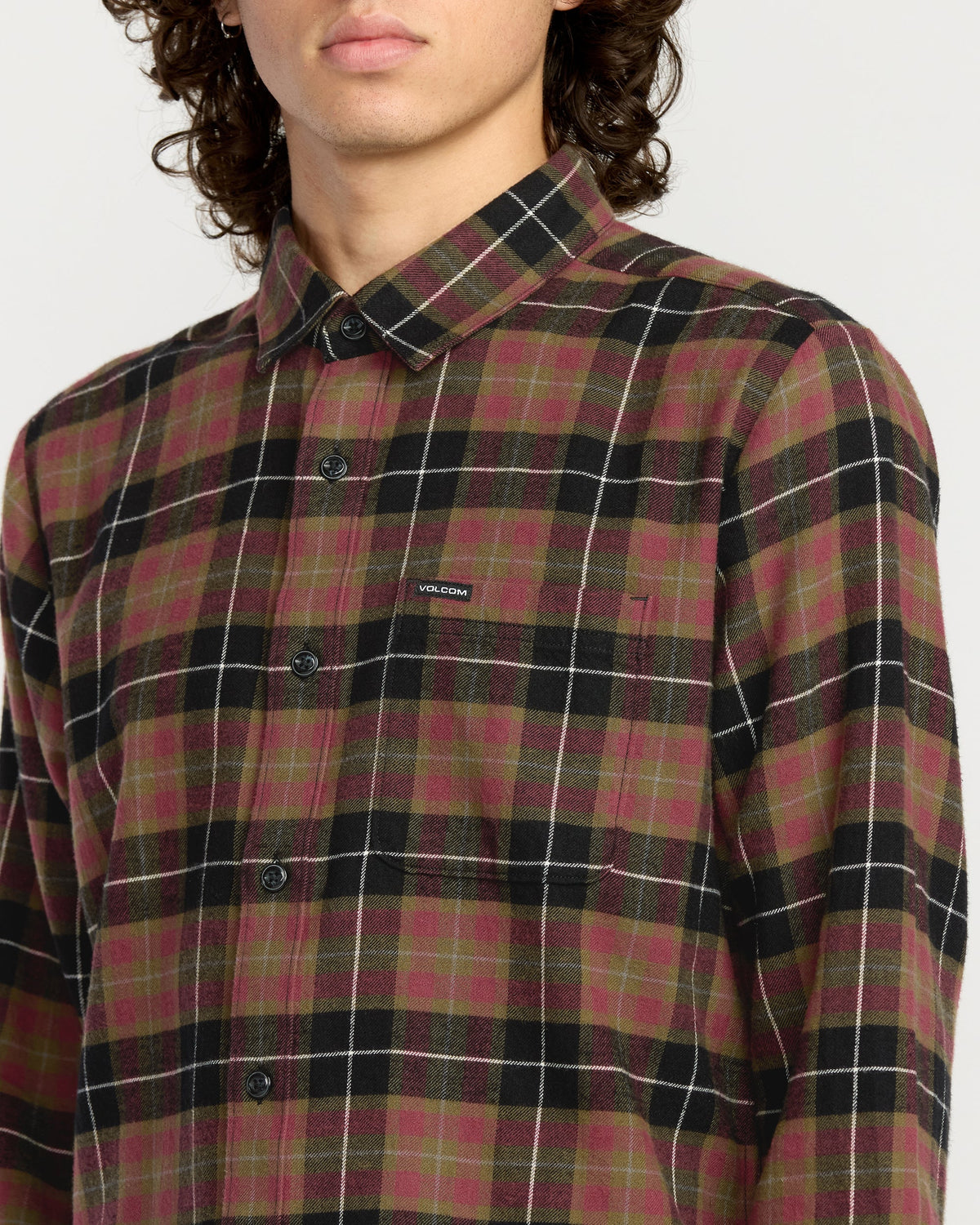 Men's Caden Flannel Shirt Black/Red - Volcom