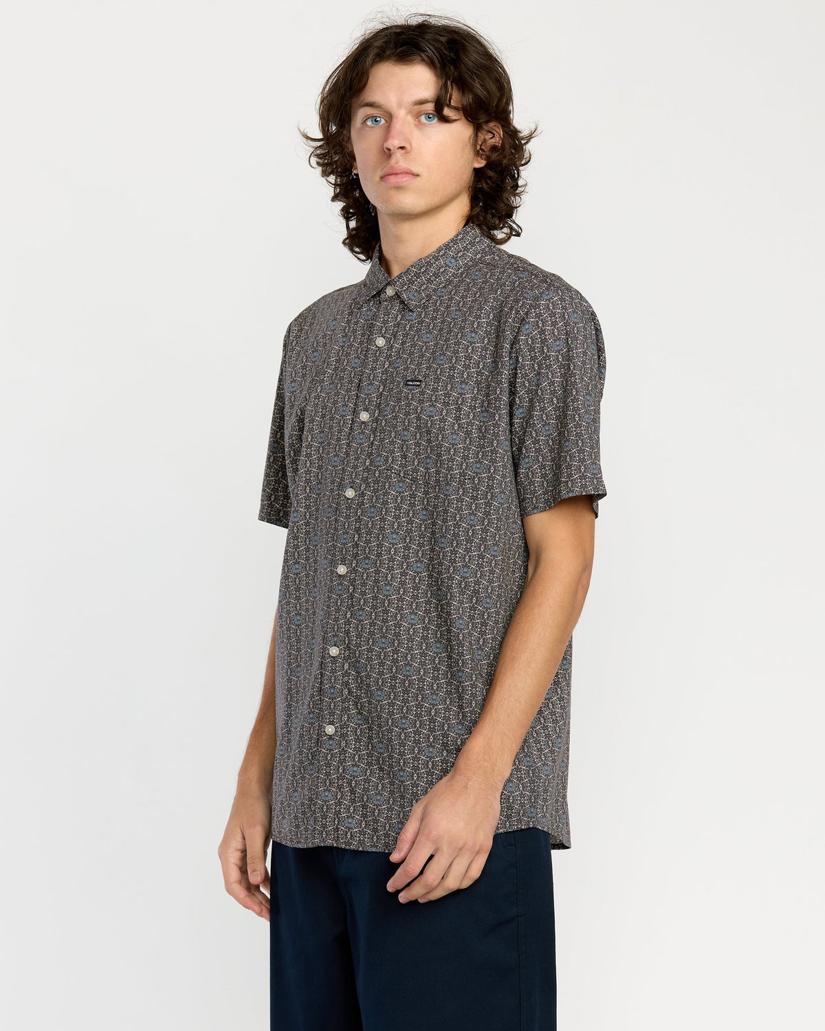 Men's Scaler Stone Woven Short Sleeve Shirt Moonbeam - Volcom