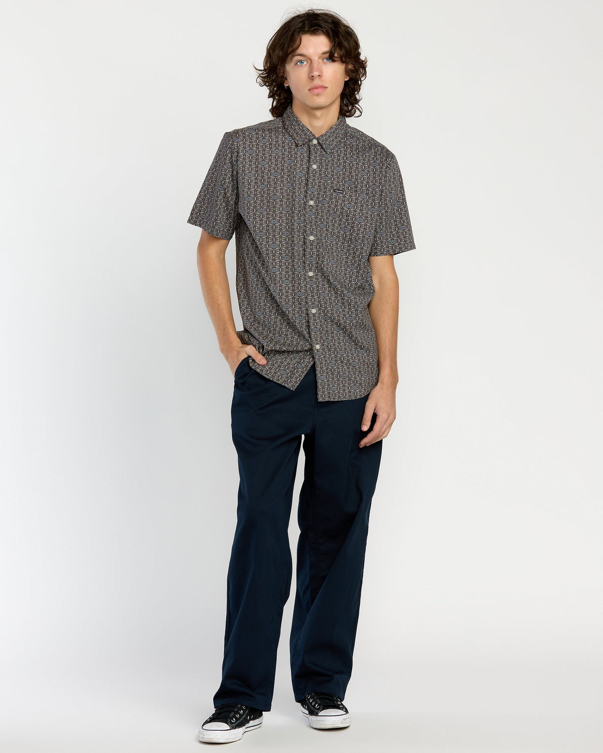 Men's Scaler Stone Woven Short Sleeve Shirt Moonbeam - Volcom