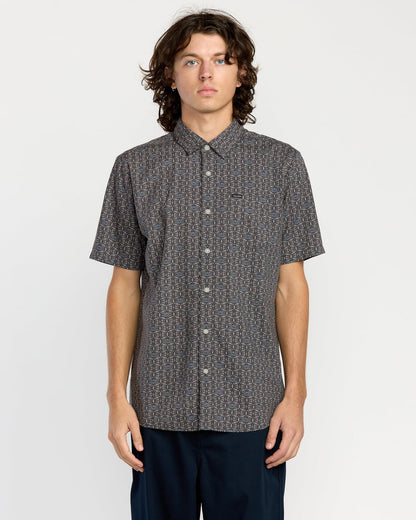Men's Scaler Stone Woven Short Sleeve Shirt Moonbeam - Volcom