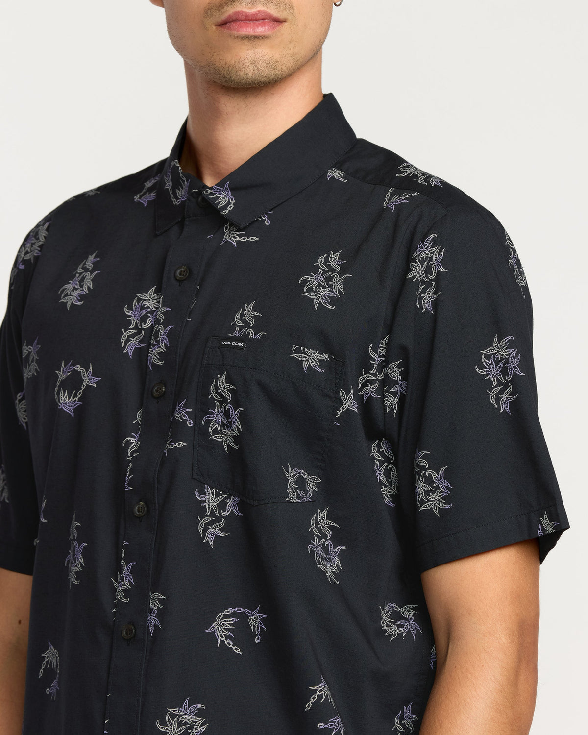 Men's Scaler Stone Woven Short Sleeve Shirt Antique Black - Volcom
