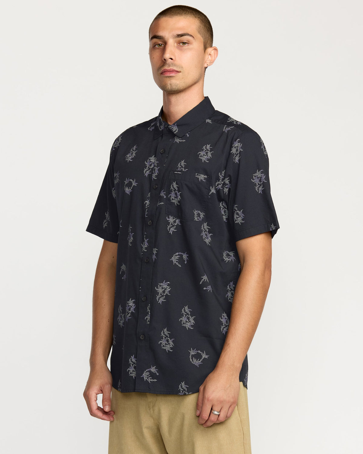 Men's Scaler Stone Woven Short Sleeve Shirt Antique Black - Volcom