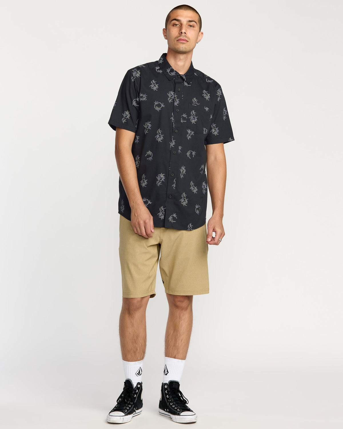 Men's Scaler Stone Woven Short Sleeve Shirt Antique Black - Volcom