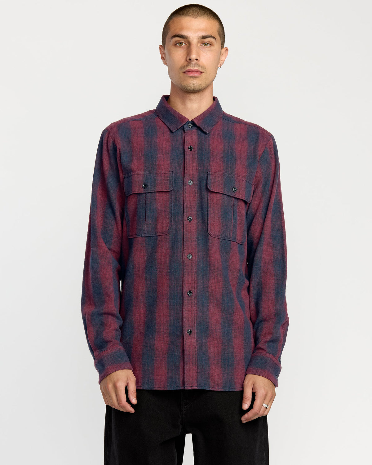 Men's Shadowstone Flannel Long Sleeve Shirt Navy - Volcom