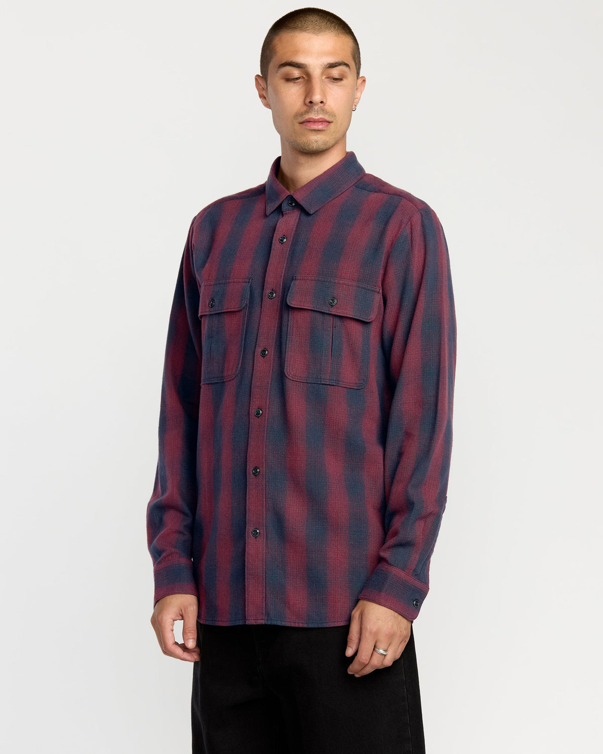 Men's Shadowstone Flannel Long Sleeve Shirt Navy - Volcom