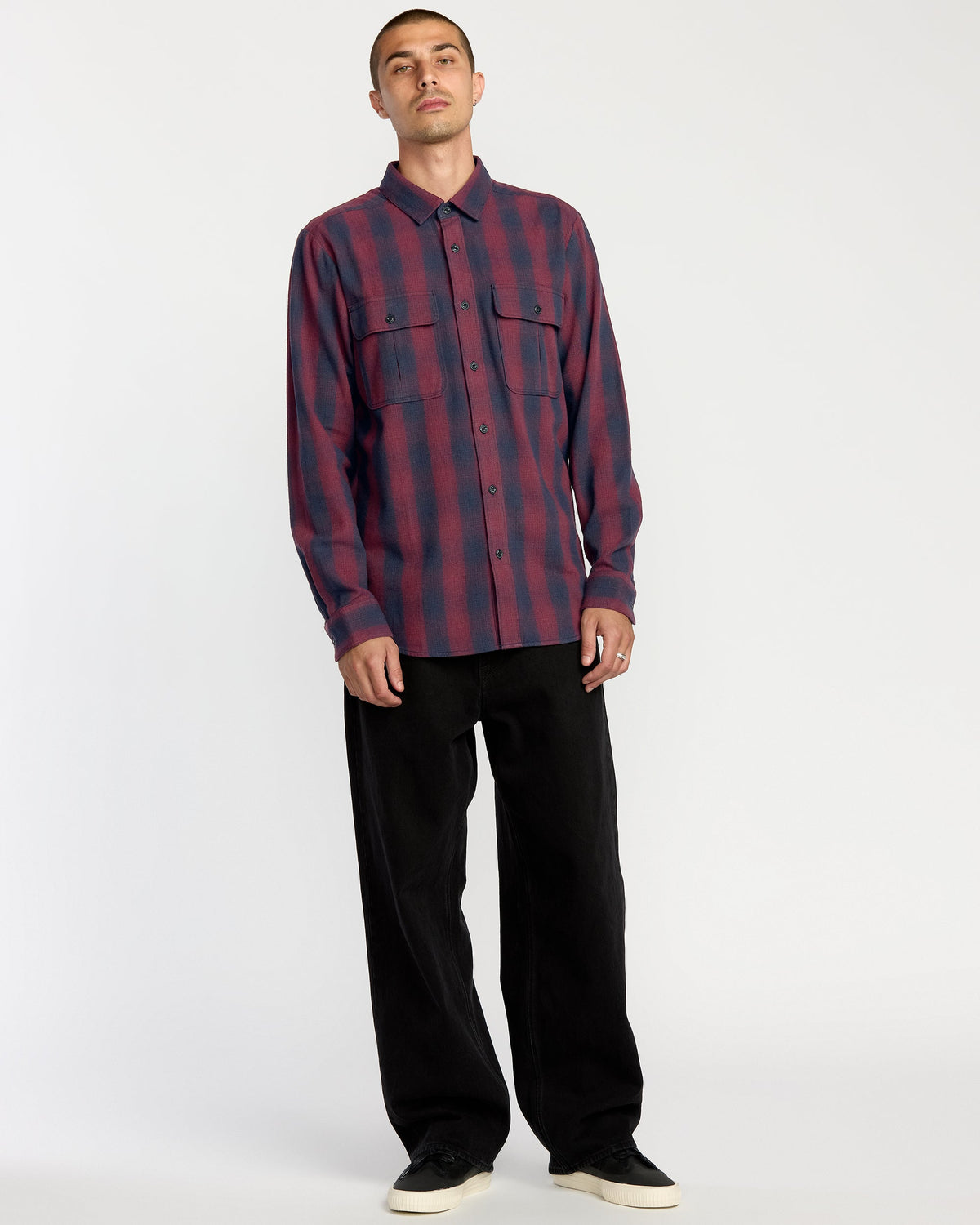 Men's Shadowstone Flannel Long Sleeve Shirt Navy - Volcom