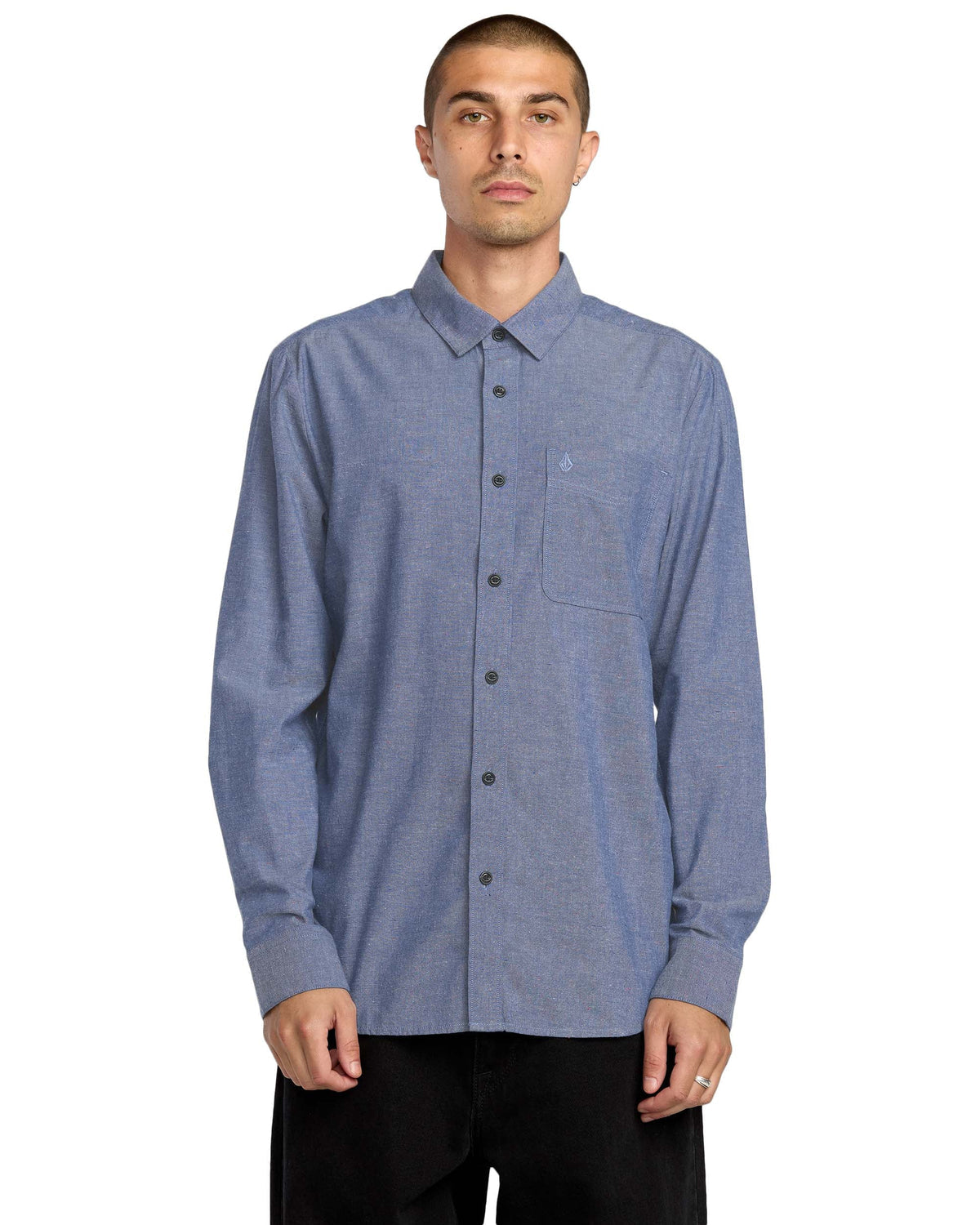 Men's Date Knight Long Sleeve Shirt Blue Wash - Volcom
