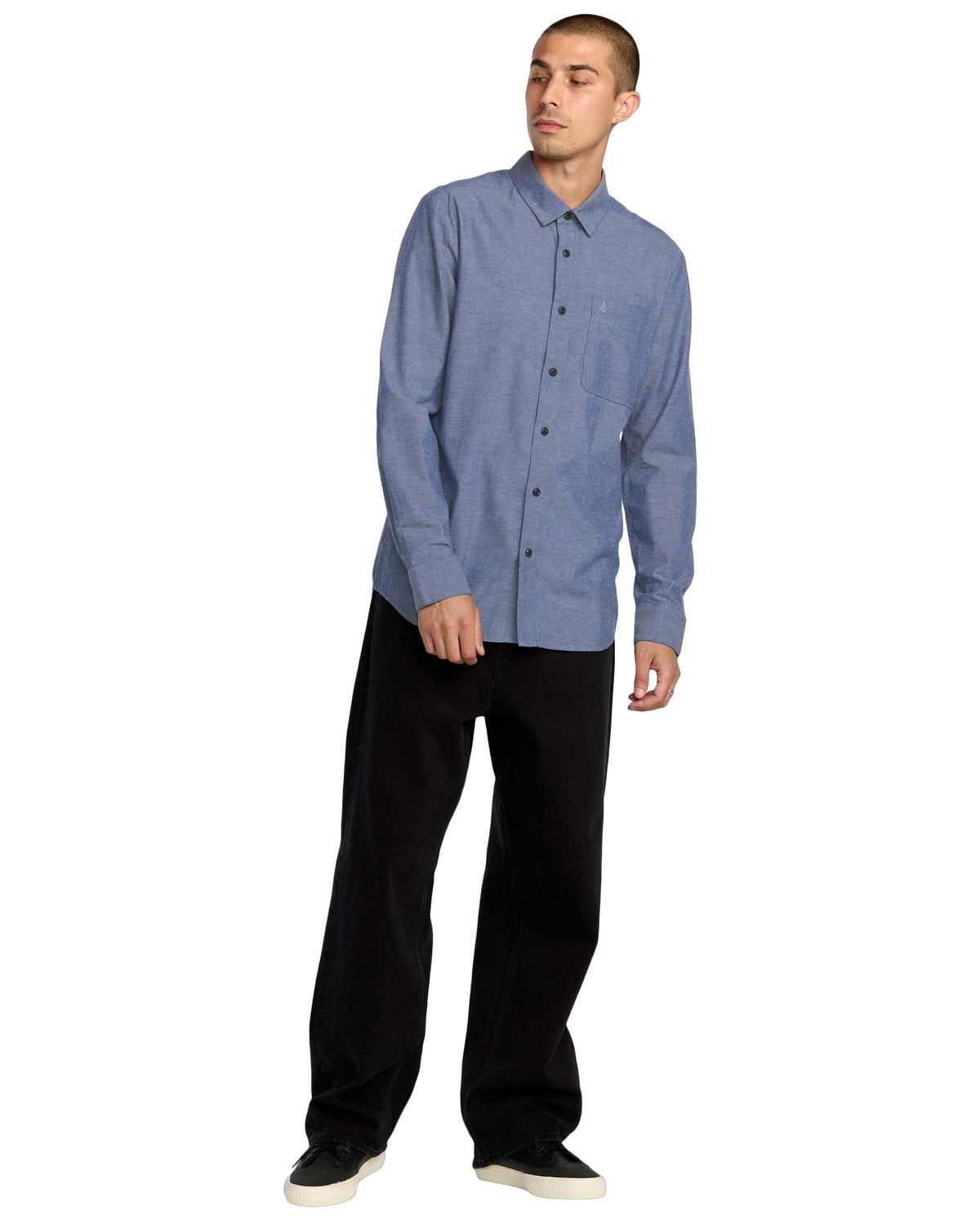 Men's Date Knight Long Sleeve Shirt Blue Wash - Volcom