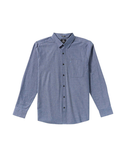 Men's Date Knight Long Sleeve Shirt Blue Wash - Volcom