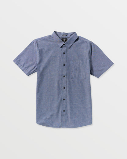 Men's Date Knight Short Sleeve Shirt Blue Wash - Volcom