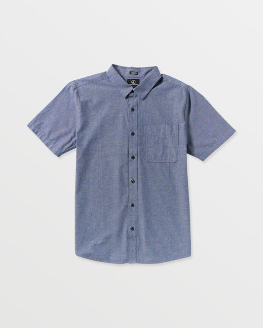 Men's Date Knight Short Sleeve Shirt Blue Wash - Volcom
