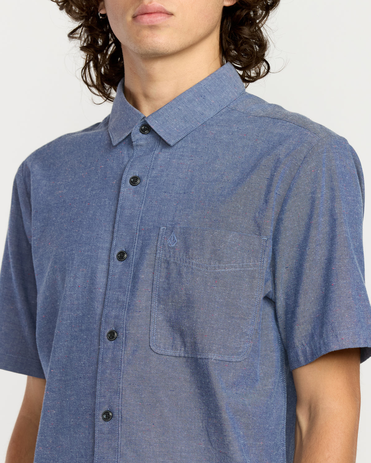 Men's Date Knight Short Sleeve Shirt Blue Wash - Volcom