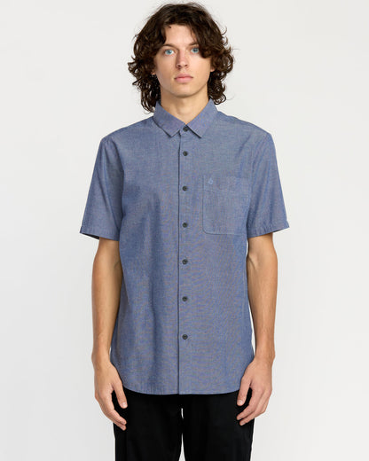 Men's Date Knight Short Sleeve Shirt Blue Wash - Volcom
