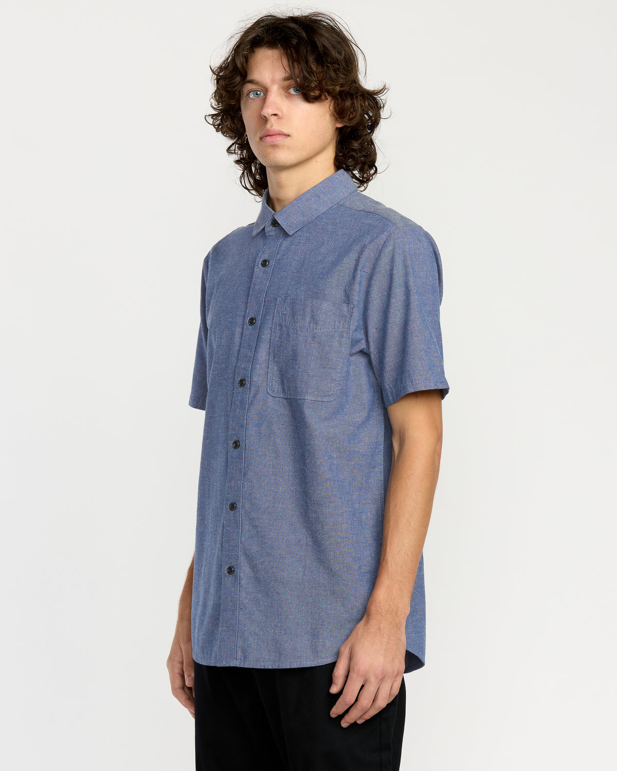 Men's Date Knight Short Sleeve Shirt Blue Wash - Volcom