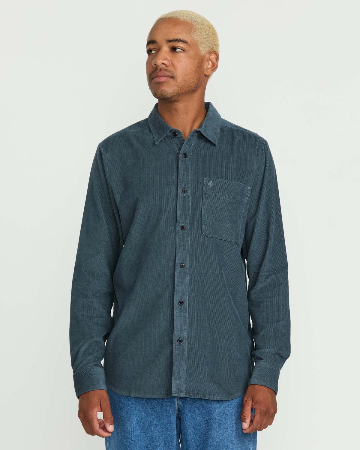 Men's Date Knight Long Sleeve Shirt Dark Slate - Volcom