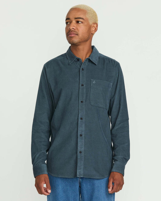 Men's Date Knight Long Sleeve Shirt Dark Slate - Volcom