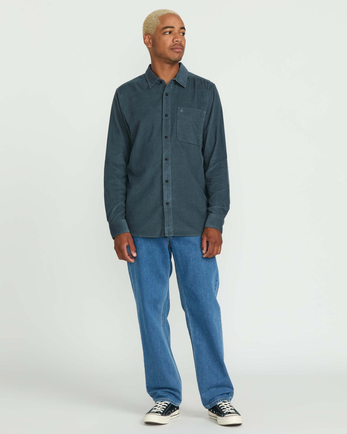 Men's Date Knight Long Sleeve Shirt Dark Slate - Volcom