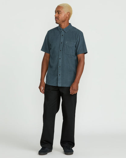 Men's Date Knight Short Sleeve Shirt Dark Slate - Volcom
