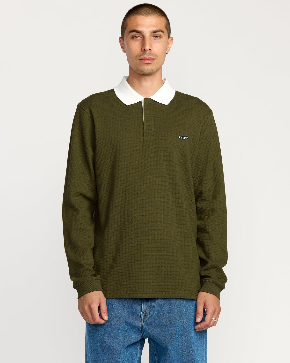 Men's Curbstone Polo Long Sleeve Shirt Sage Leaf - Volcom