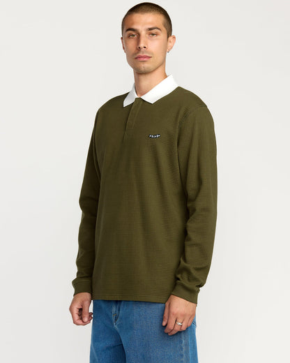 Men's Curbstone Polo Long Sleeve Shirt Sage Leaf - Volcom