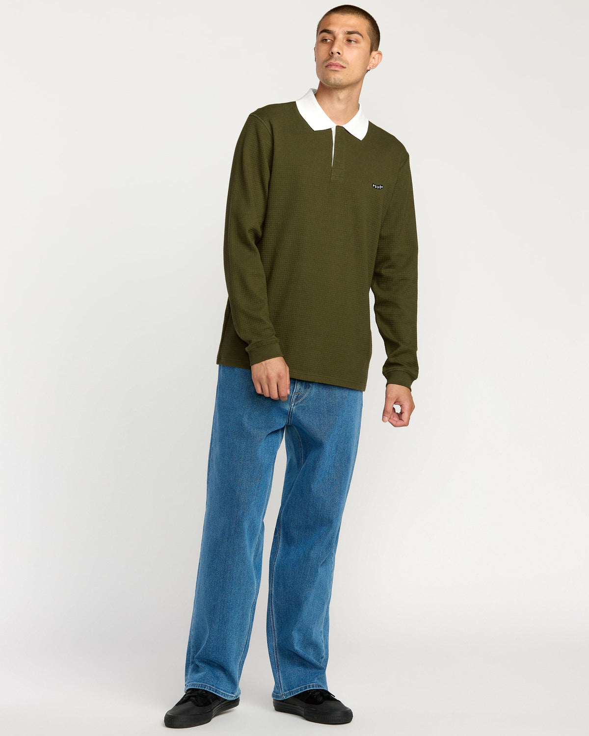 Men's Curbstone Polo Long Sleeve Shirt Sage Leaf - Volcom