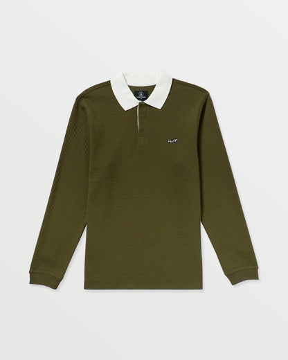 Men's Curbstone Polo Long Sleeve Shirt Sage Leaf - Volcom