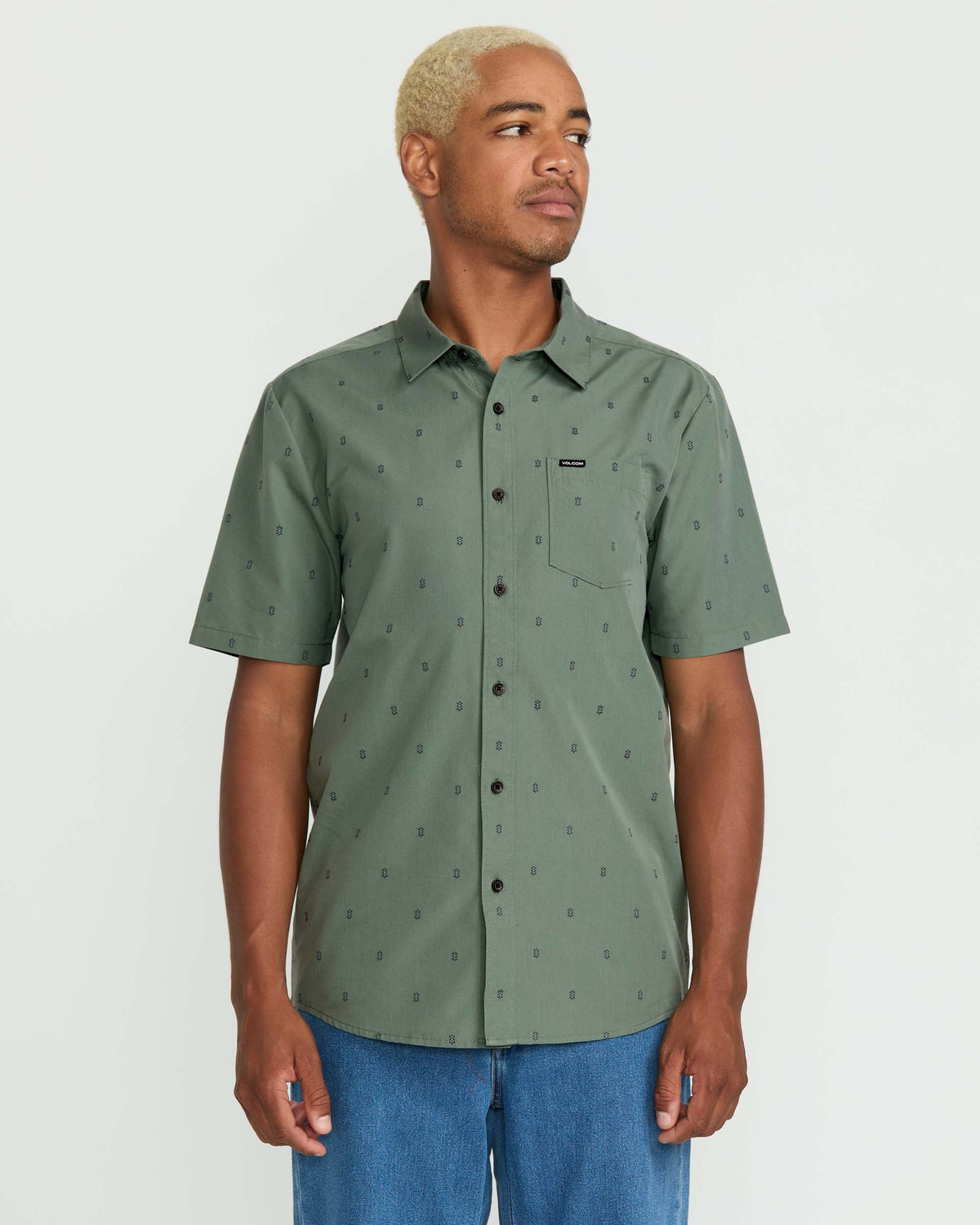 Men's Bankstone Short Sleeve Shirt Light Olive - Volcom