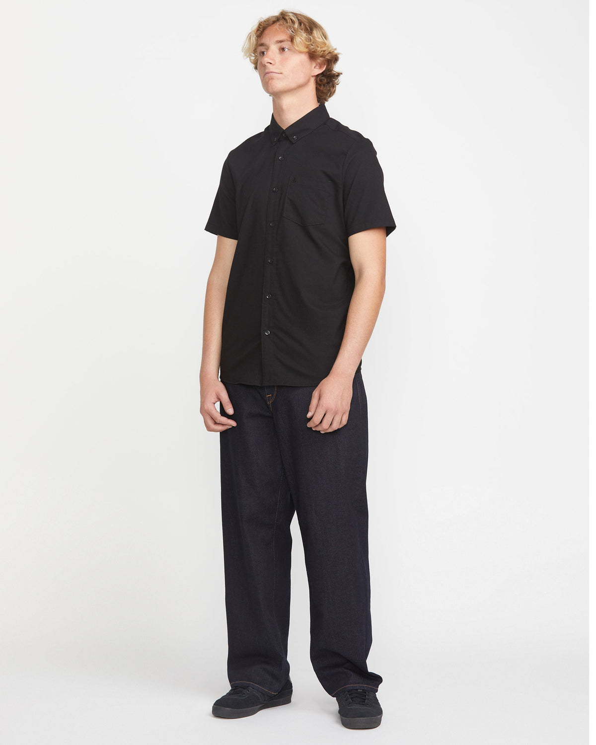 Men's Everett Oxford Short Sleeve Shirt New Black - Volcom