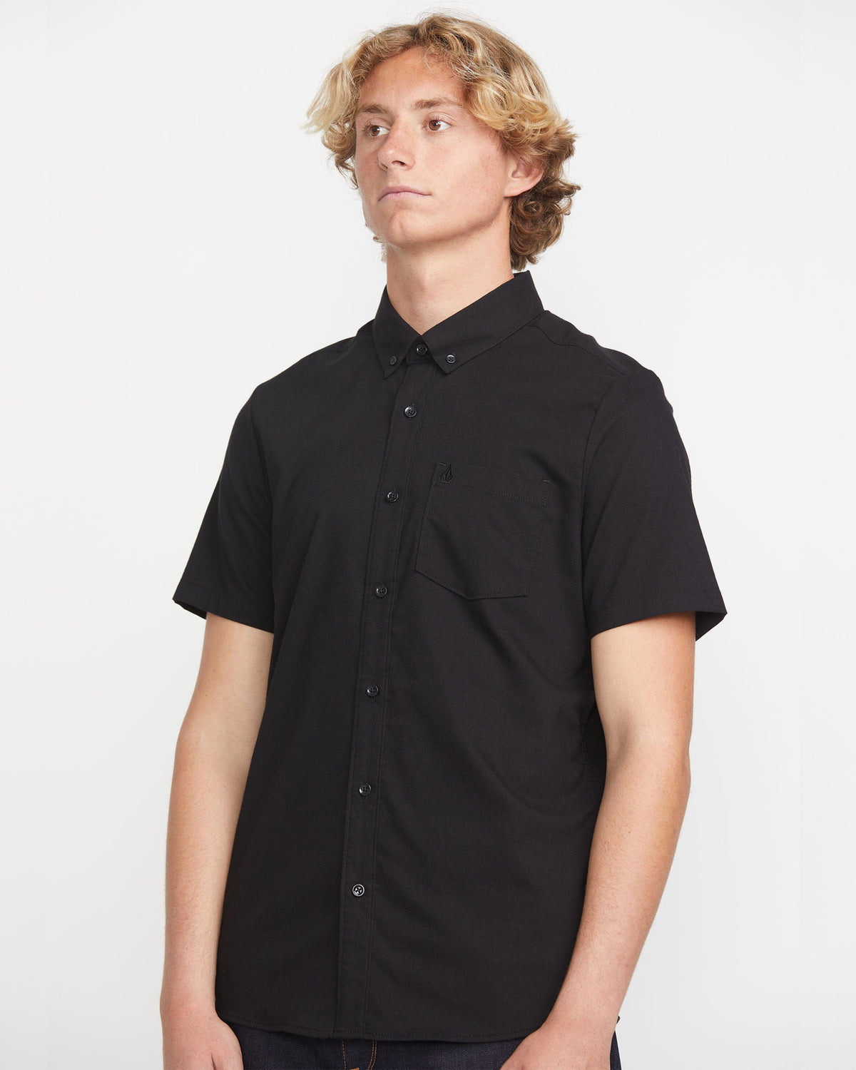 Men's Everett Oxford Short Sleeve Shirt New Black - Volcom