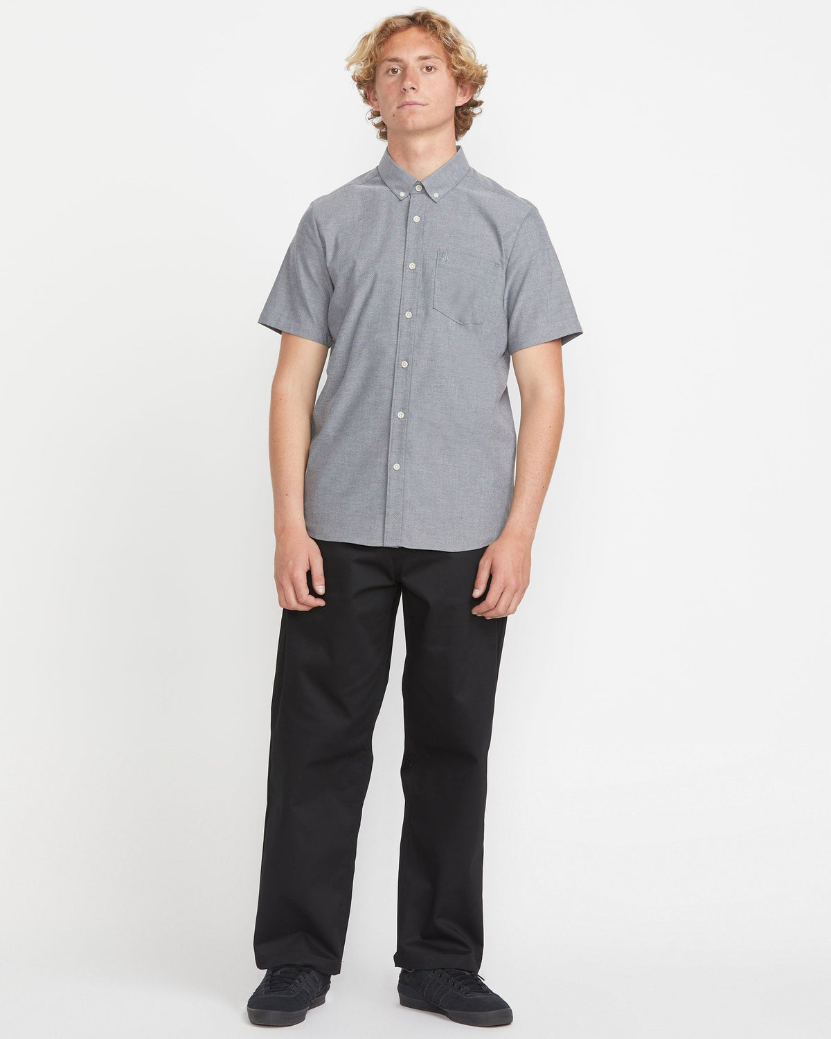 Men's Everett Oxford Short Sleeve Shirt Grey - Volcom
