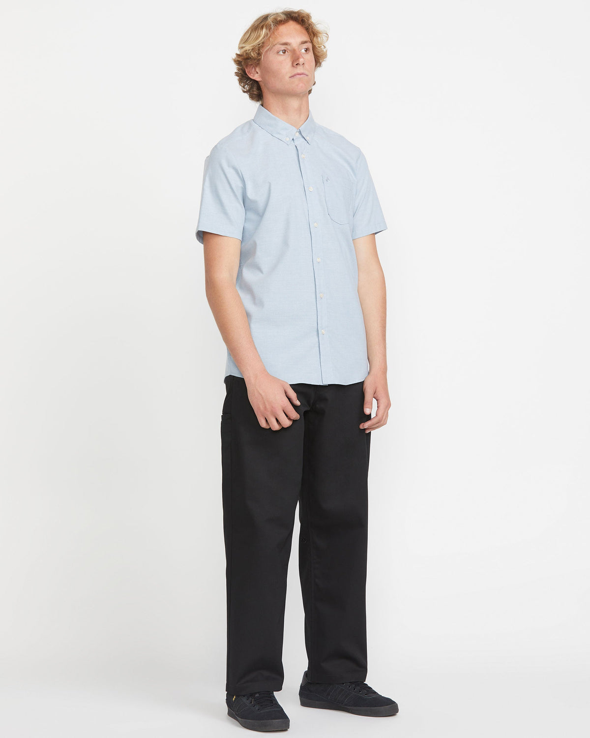 Men's Everett Oxford Short Sleeve Shirt Wrecked Indigo - Volcom