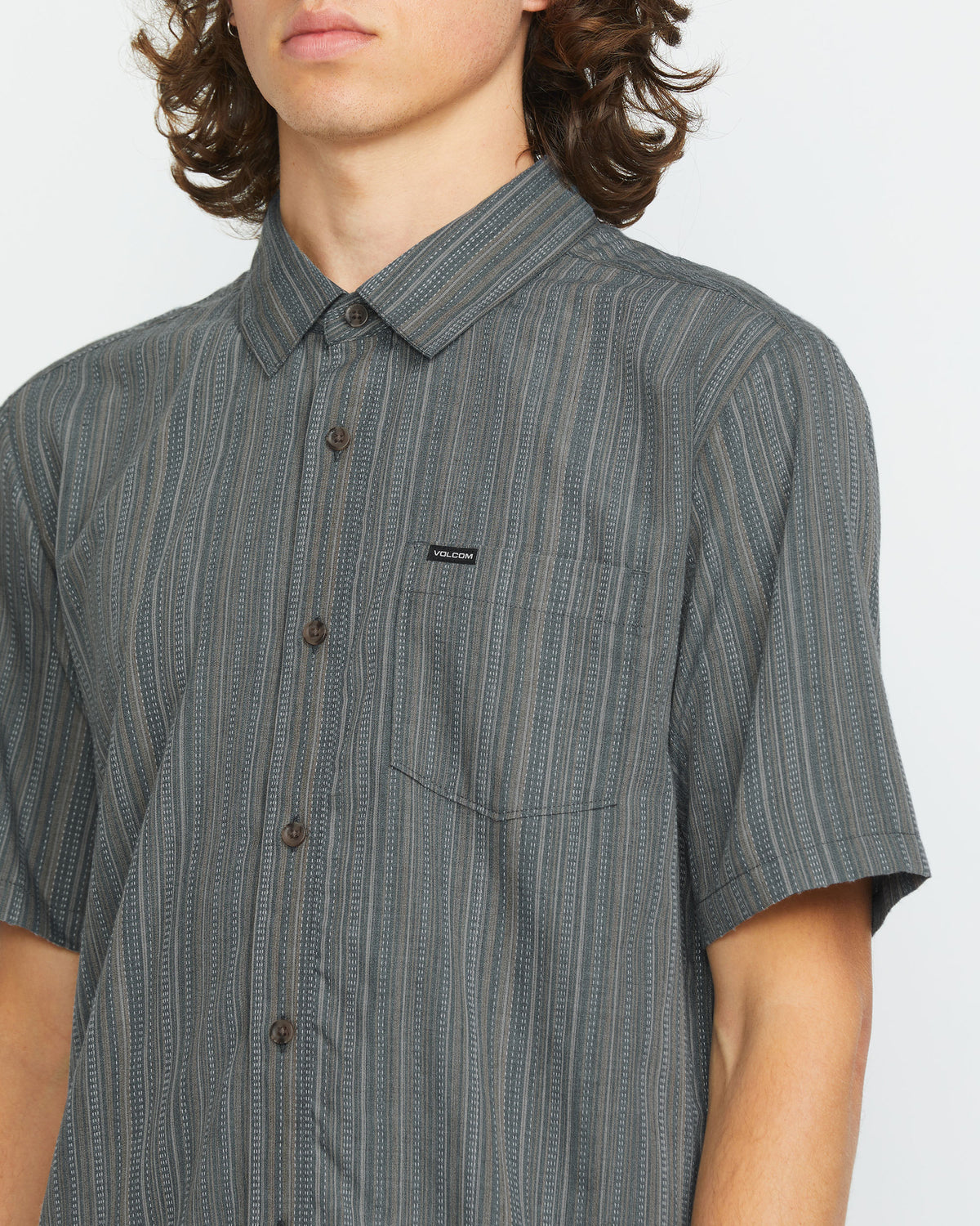 Men's Jahstripe Short Sleeve Dark Slate - Volcom