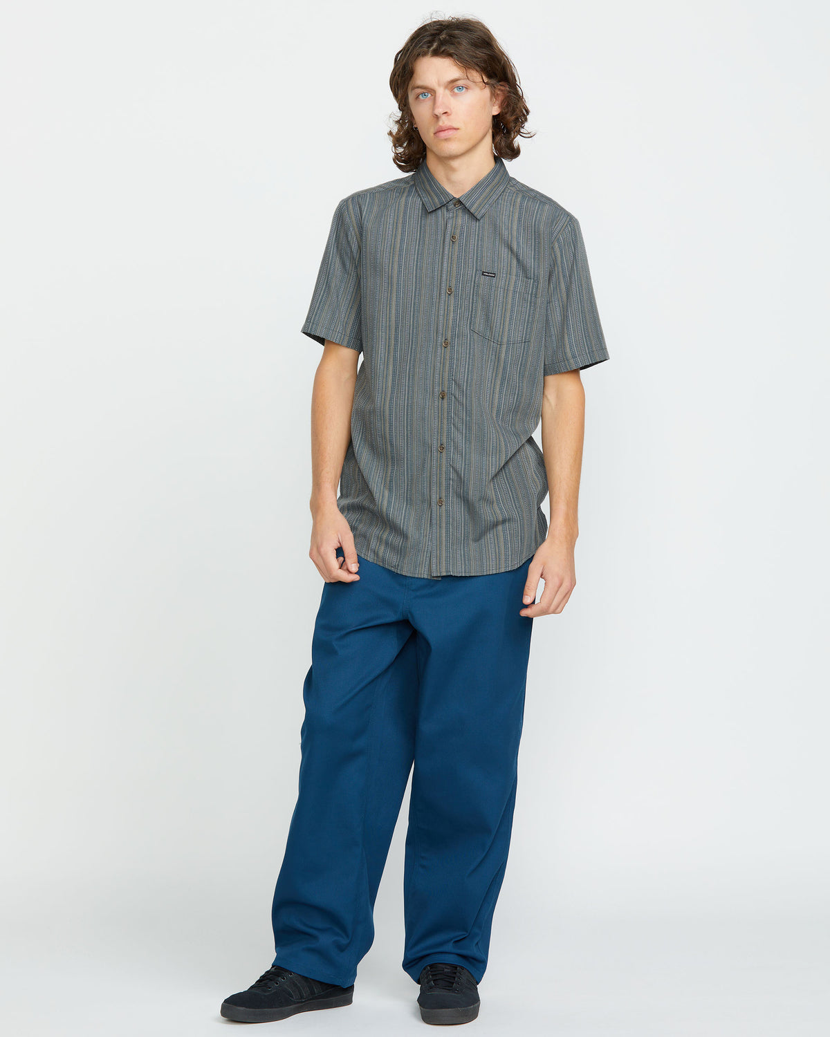 Men's Jahstripe Short Sleeve Dark Slate - Volcom
