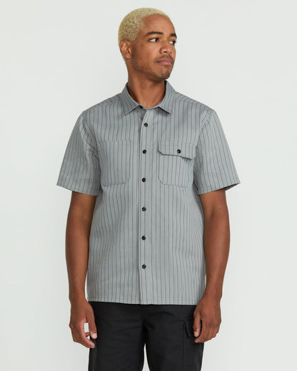 Men's Trade Stone Short Sleeve Shirt Tower Grey - Volcom