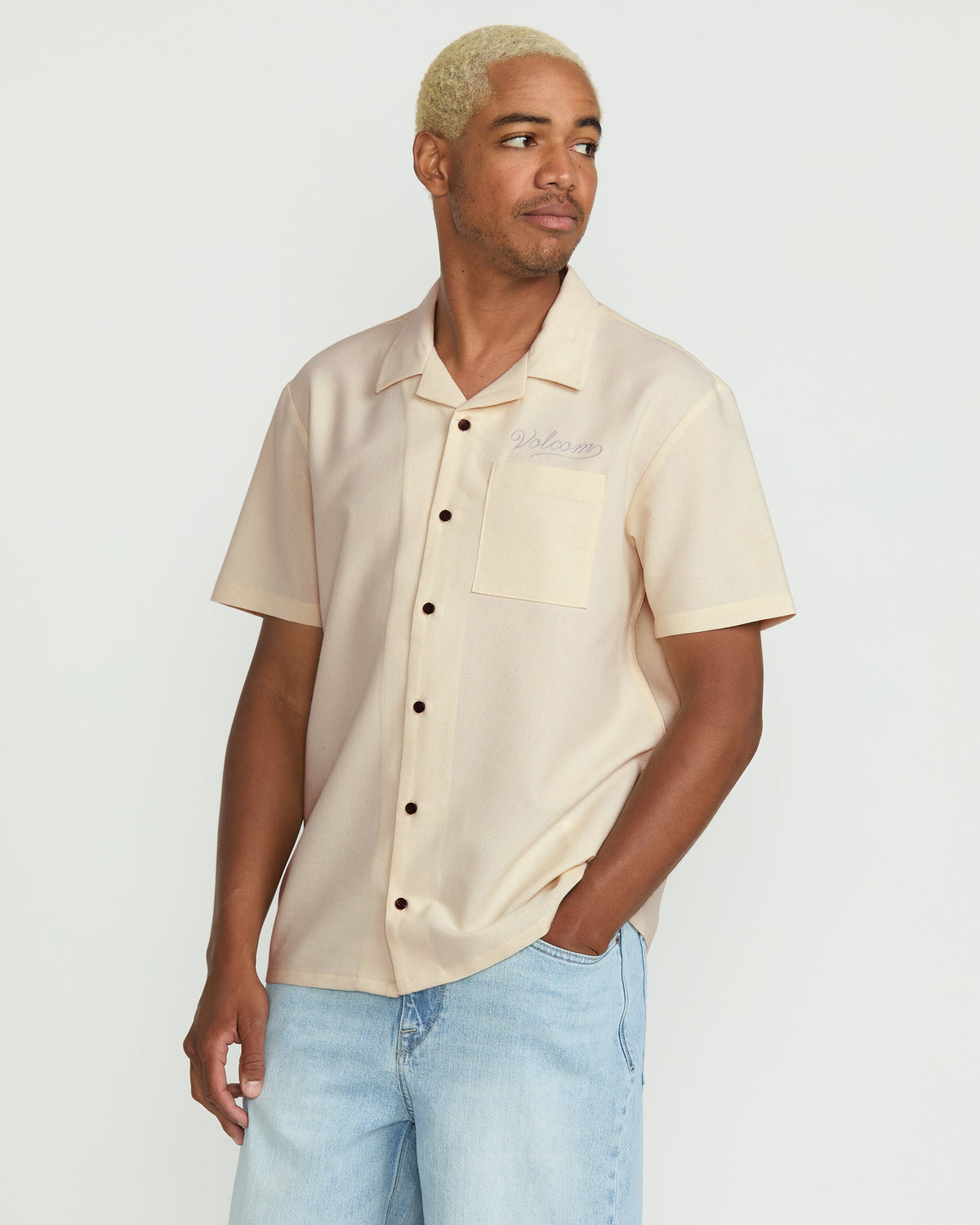 Men's Otis Stone Short Sleeve Shirt Dirty White - Volcom