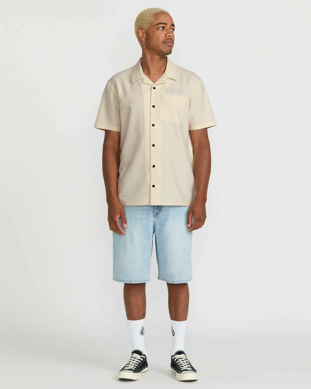 Men's Otis Stone Short Sleeve Shirt Dirty White - Volcom