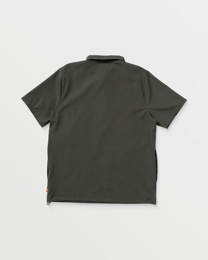 Volcom Japan Men's Sense Popover Short Sleeve Shirt Stealth - Volcom