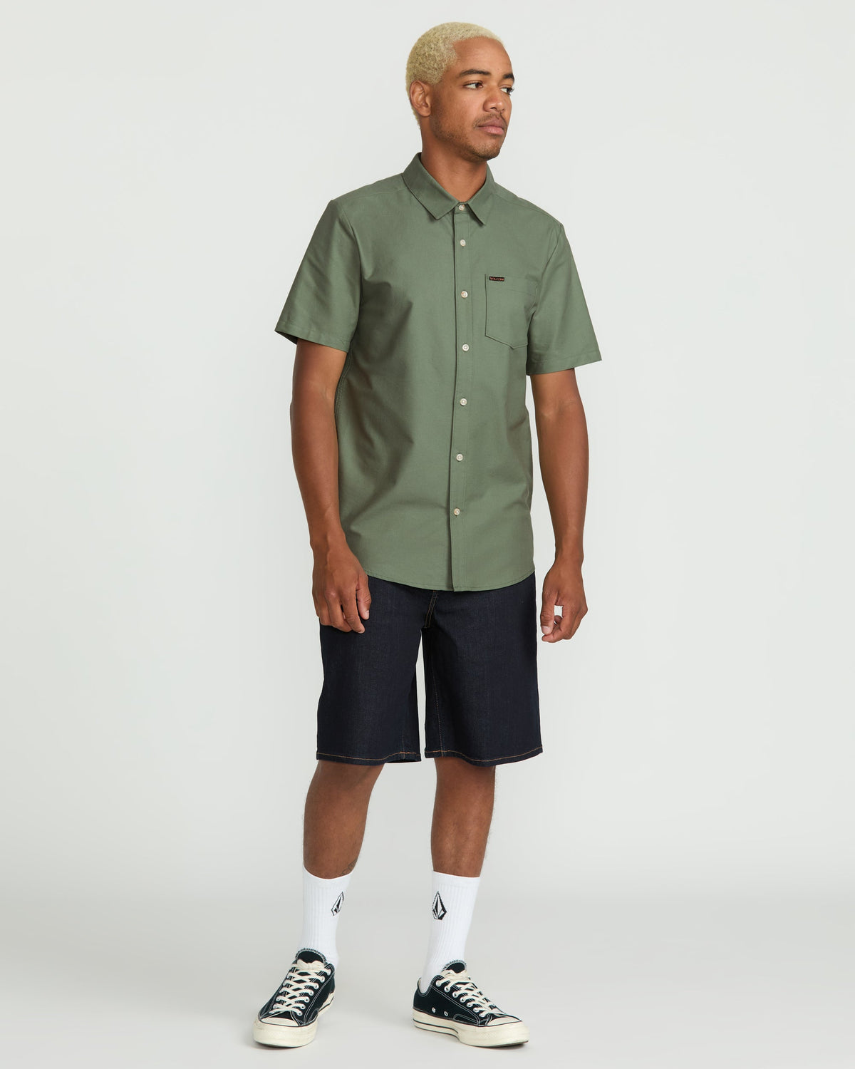 Men's Veeco Oxford Short Sleeve Shirt Light Olive - Volcom