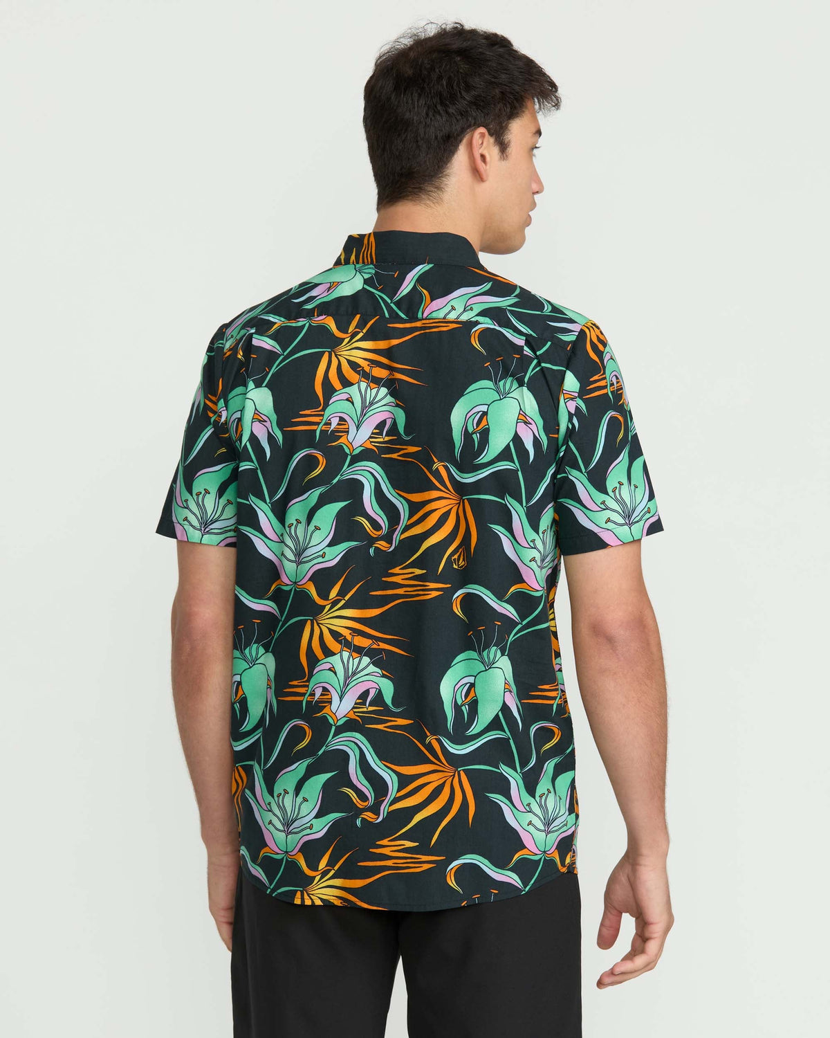Men's Brainmelter Floral Short Sleeve Shirt Black Green - Volcom