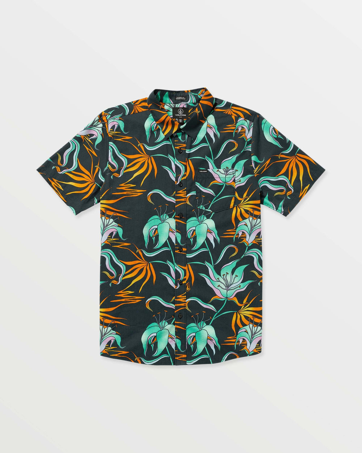 Men's Brainmelter Floral Short Sleeve Shirt Black Green - Volcom