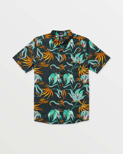 Men's Brainmelter Floral Short Sleeve Shirt Black Green - Volcom