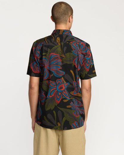 Men's Rendezvous Floral Short Sleeve Shirt Black Print - Volcom