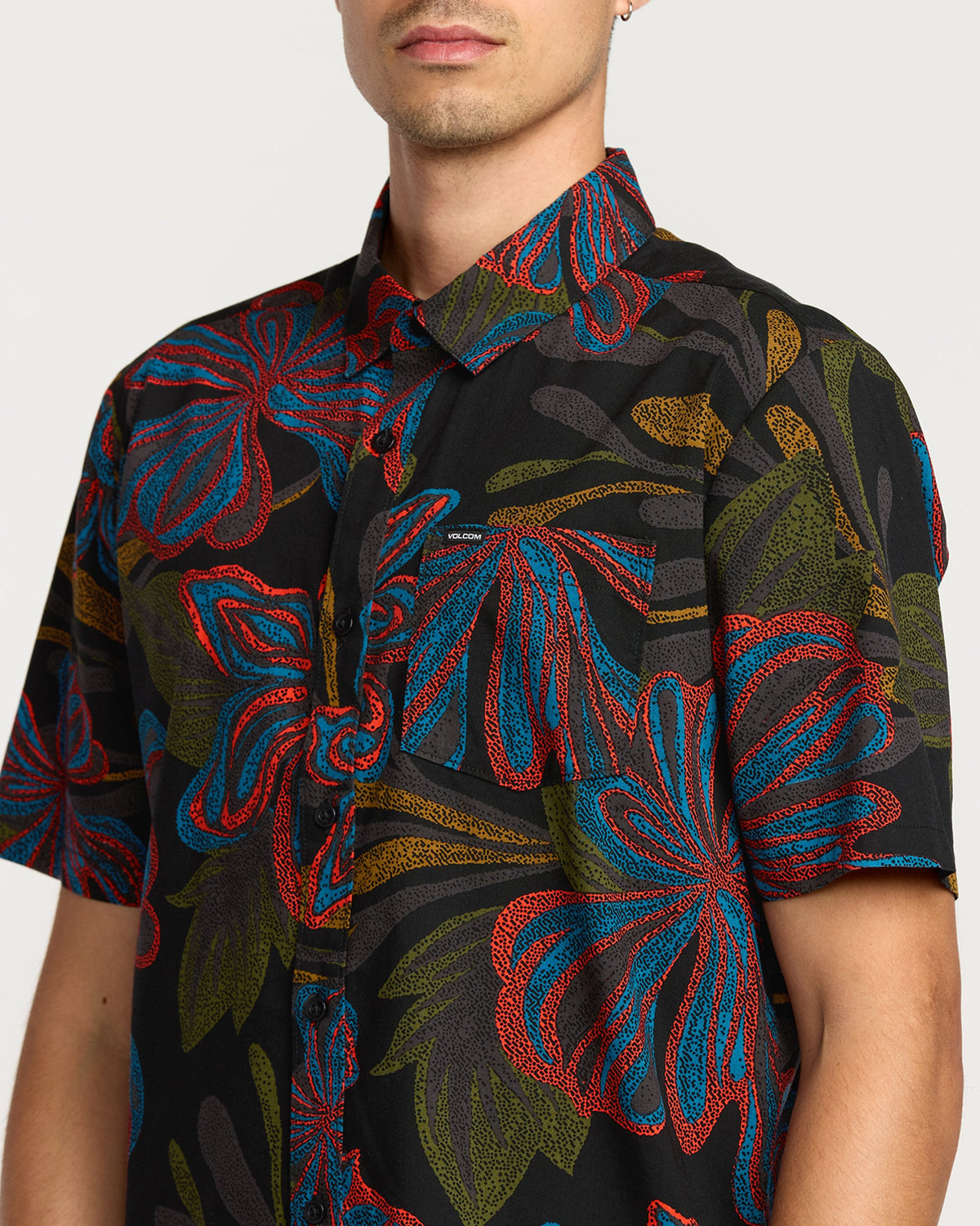 Men's Rendezvous Floral Short Sleeve Shirt Black Print - Volcom