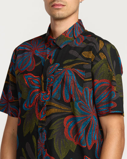 Men's Rendezvous Floral Short Sleeve Shirt Black Print - Volcom