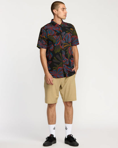Men's Rendezvous Floral Short Sleeve Shirt Black Print - Volcom