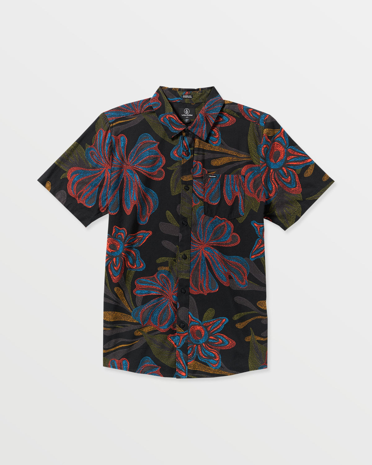 Men's Rendezvous Floral Short Sleeve Shirt Black Print - Volcom