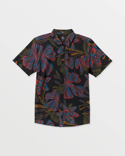 Men's Rendezvous Floral Short Sleeve Shirt Black Print - Volcom
