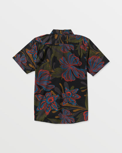 Men's Rendezvous Floral Short Sleeve Shirt Black Print - Volcom