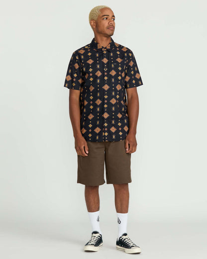 Men's Desert Dobby Short Sleeve Shirt Black - Volcom